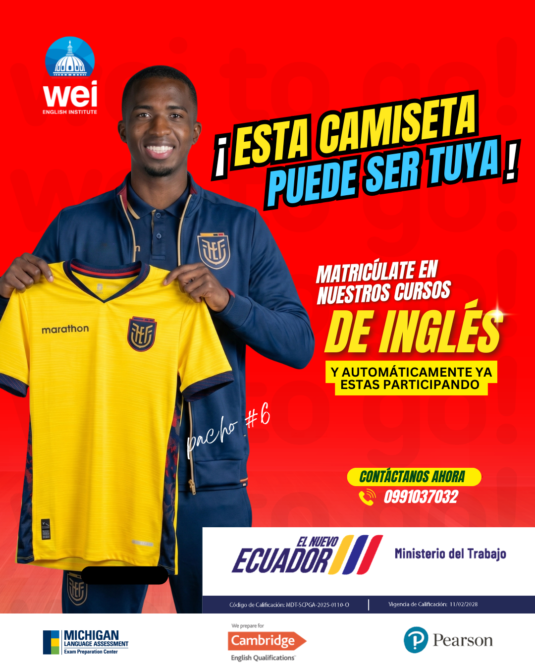 Promoción: ¡Matrículate en nuestros cursos de inglés y participa por una camiseta oficial de la Tri!