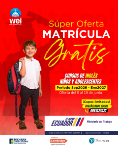 Promoción: ¡Matrícula gratis del 9 al 19 de junio de 2026, para el periodo de niños-adolescentes Sep 2026-Ene 2027!